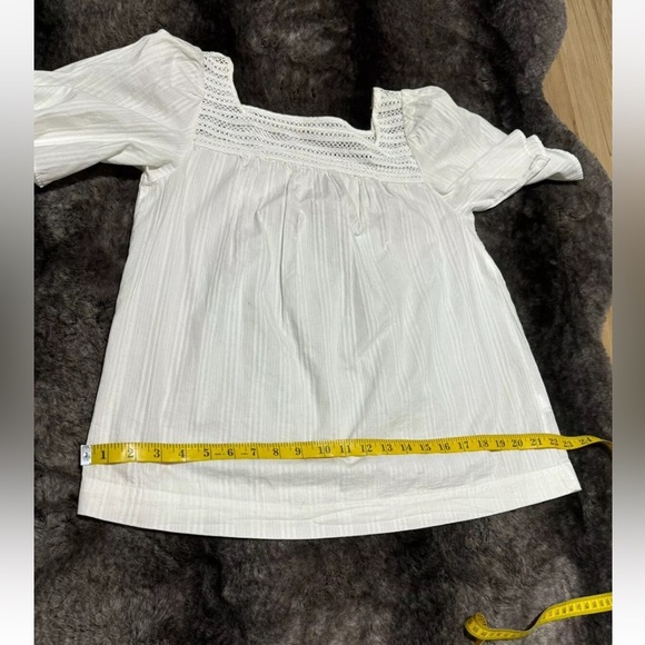 Gap Women S White Cotton Crochet Top Peasant Blouse - Picture 8 of 9